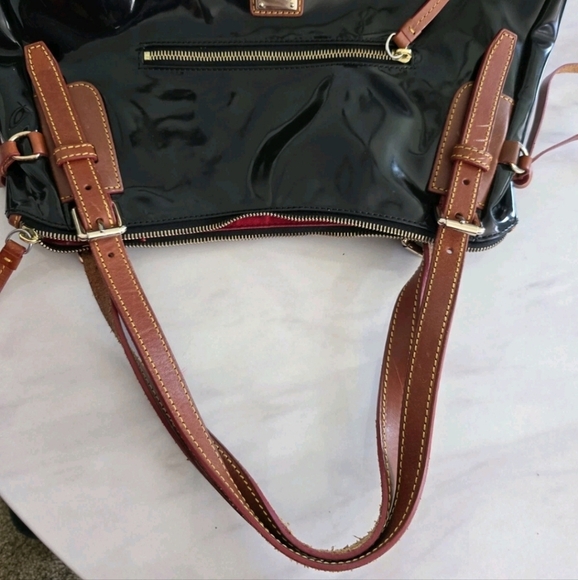 VTG Dooney & Bourke Satchel Handbag Patent Leather Black Nina Large Y2k - Picture 11 of 14